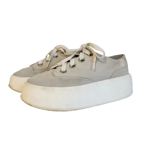 MM6 Maison Martin Margiela Gray Suede Chunky Platform Sneakers Size 39 US 9 - Picture 2 of 9